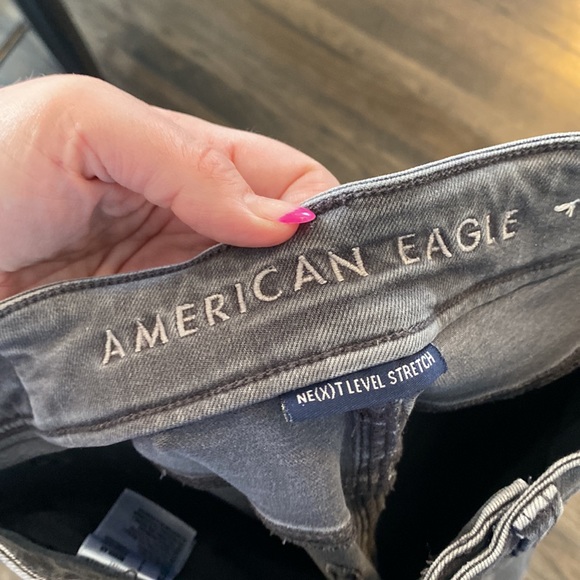 American Eagle Gray Button Fly Hi Rise Jeggings Jeans 2 EUC - Picture 5 of 9